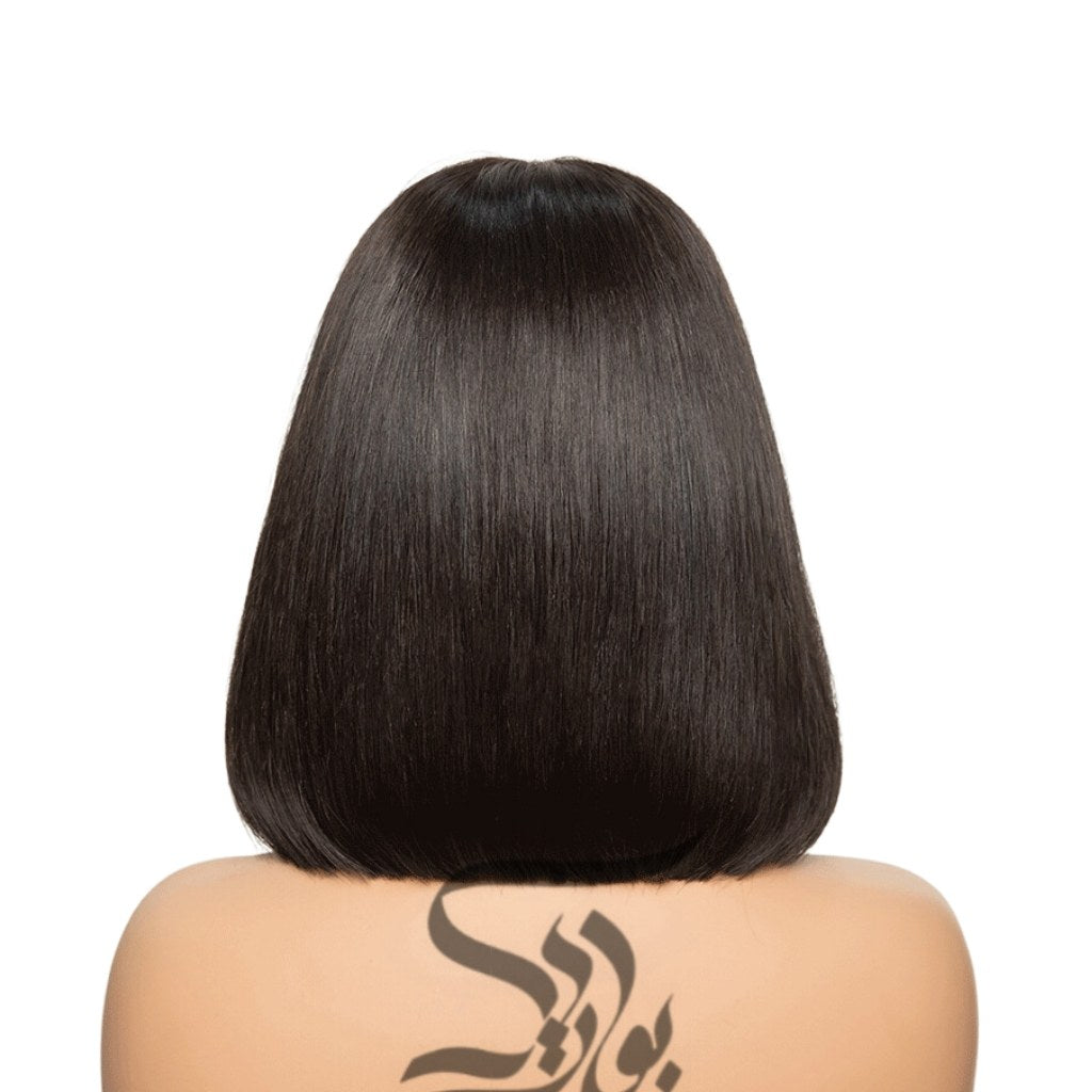 باروكة شعر طبيعي أوروبي قصير بدانتيل سويسري (نينا)