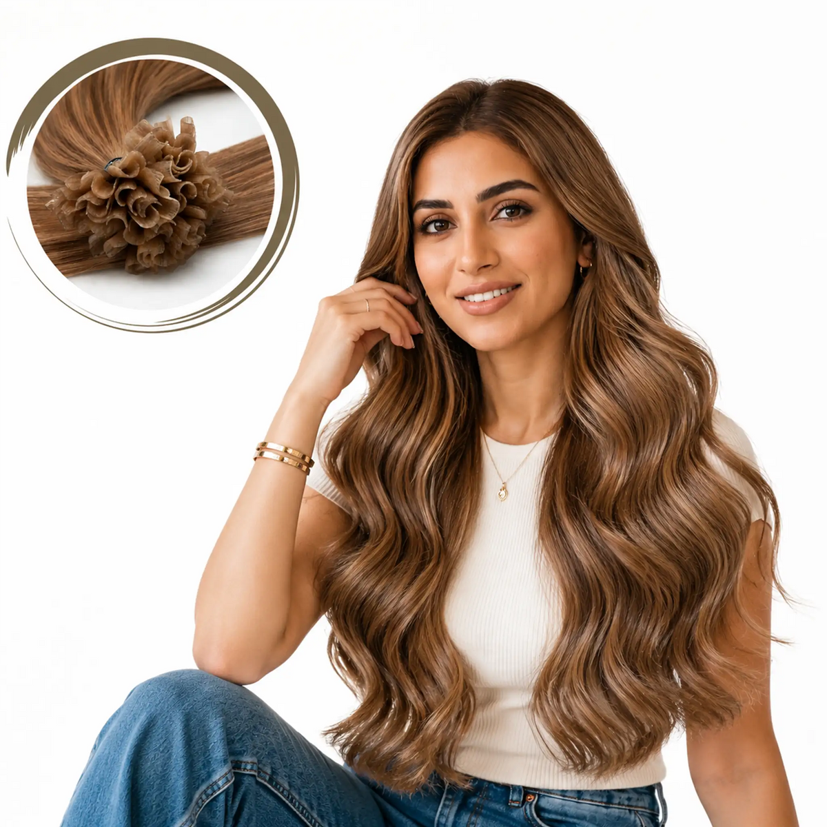 وصلات شعر بالكيراتين – طول وكثافة بمظهر طبيعي يدوم طويلاً
