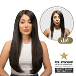 عرض الإطلالة المتكاملة – على العارضة مع صورة قبل، اللون 2 لون بني موكا غامق، الطول 20 إنش، 24 إنش