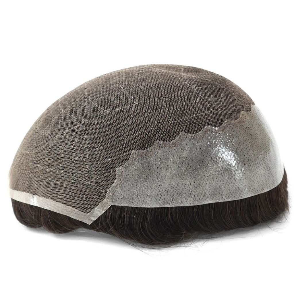 Men's French Lace Hair System – lace base close-up, shade M1A