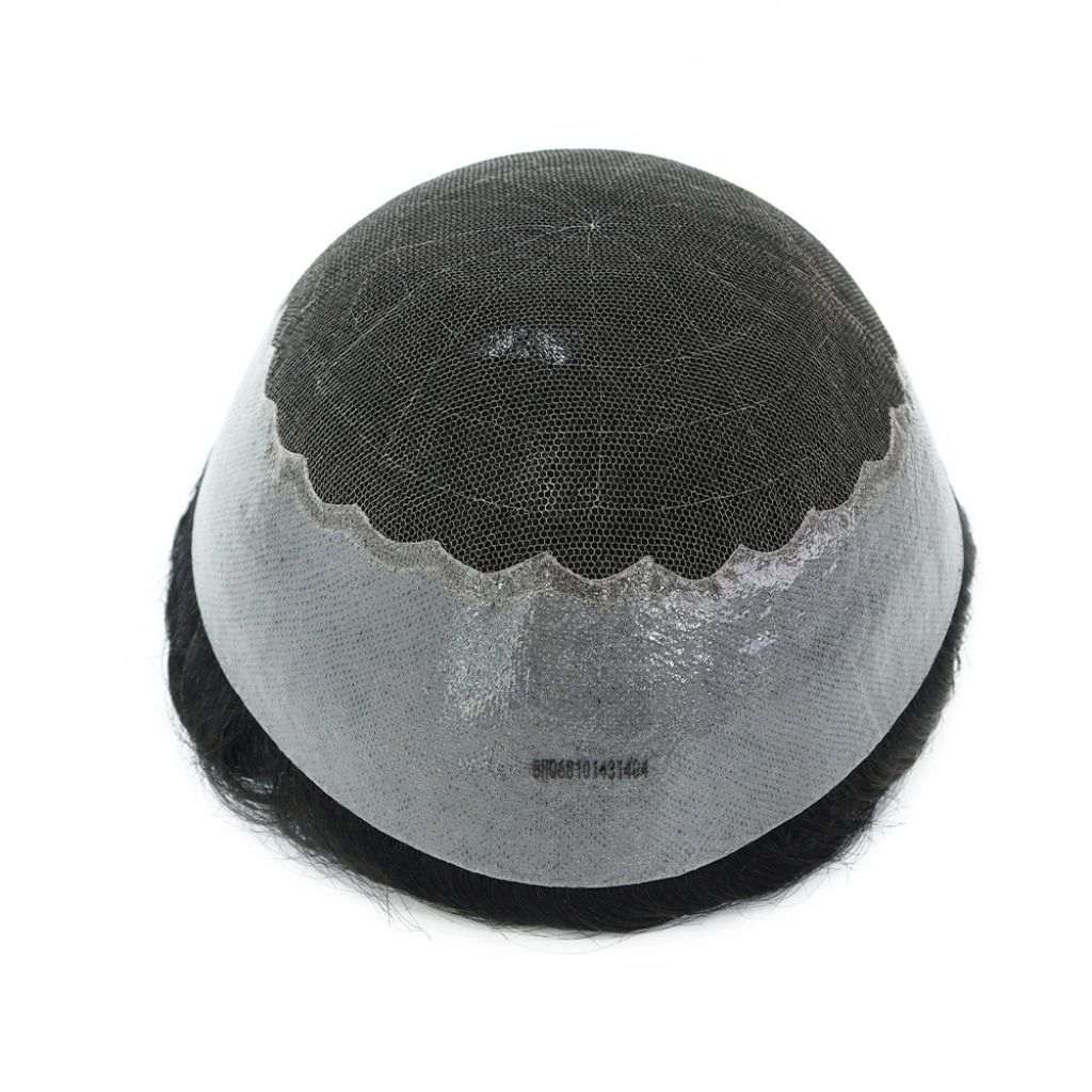 Men's French Lace Hair System – lace base close-up (2), shade M1A