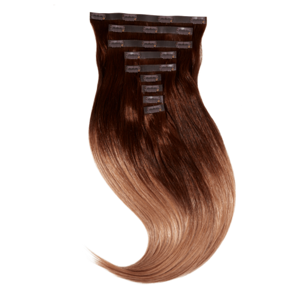Dark brown hair clip top in extensions 9 pieces